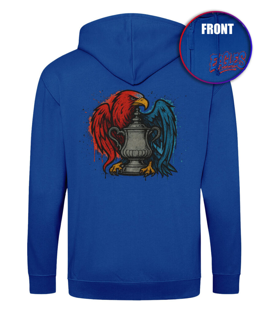 Eagles FA Cup zipped hoodie (red n blue text)